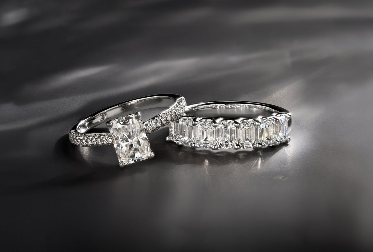 Platinum engagement clearance rings pair