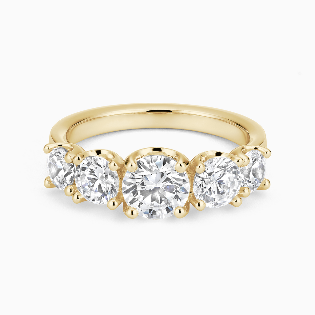 Face view of the Ecksand Five Diamond Ring in Yellow Gold