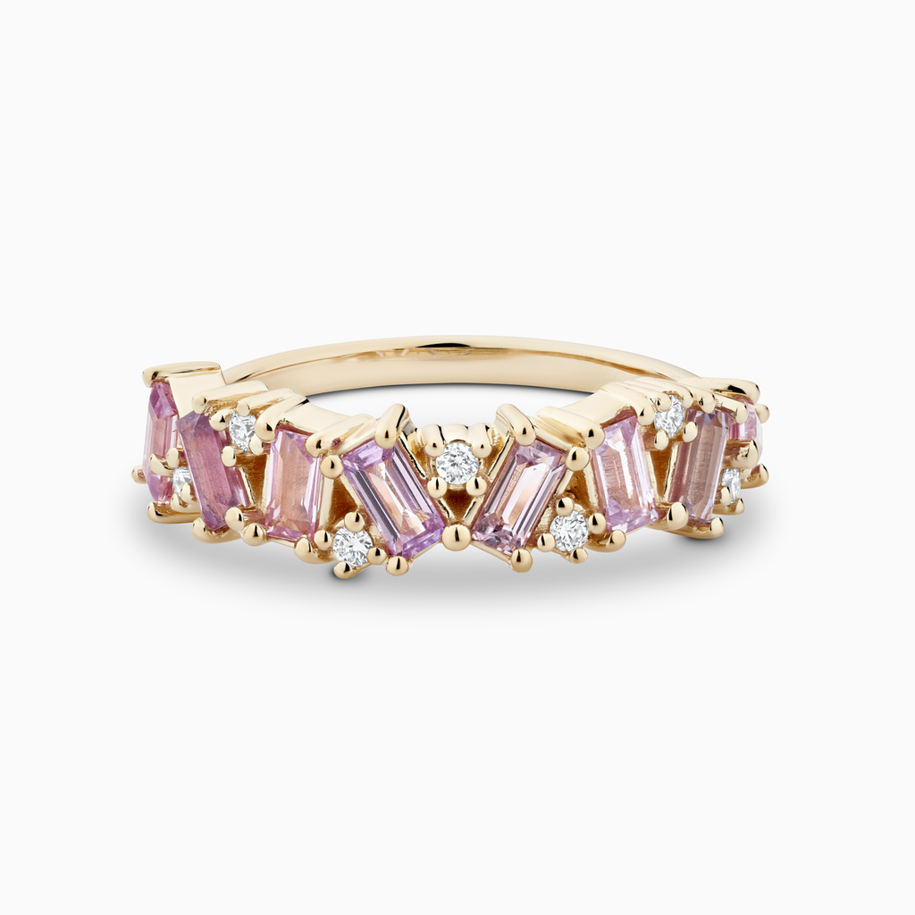 The Ecksand Multi Sapphire and Diamond Ring shown with Natural VS2+/ F+ in 14k Yellow Gold