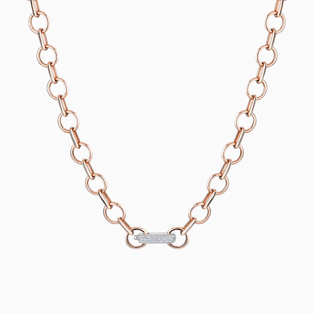 The Ecksand Iconic Duel Oversized Diamond Chain Necklace shown with Natural VS2+/ F+ in 14k Rose Gold