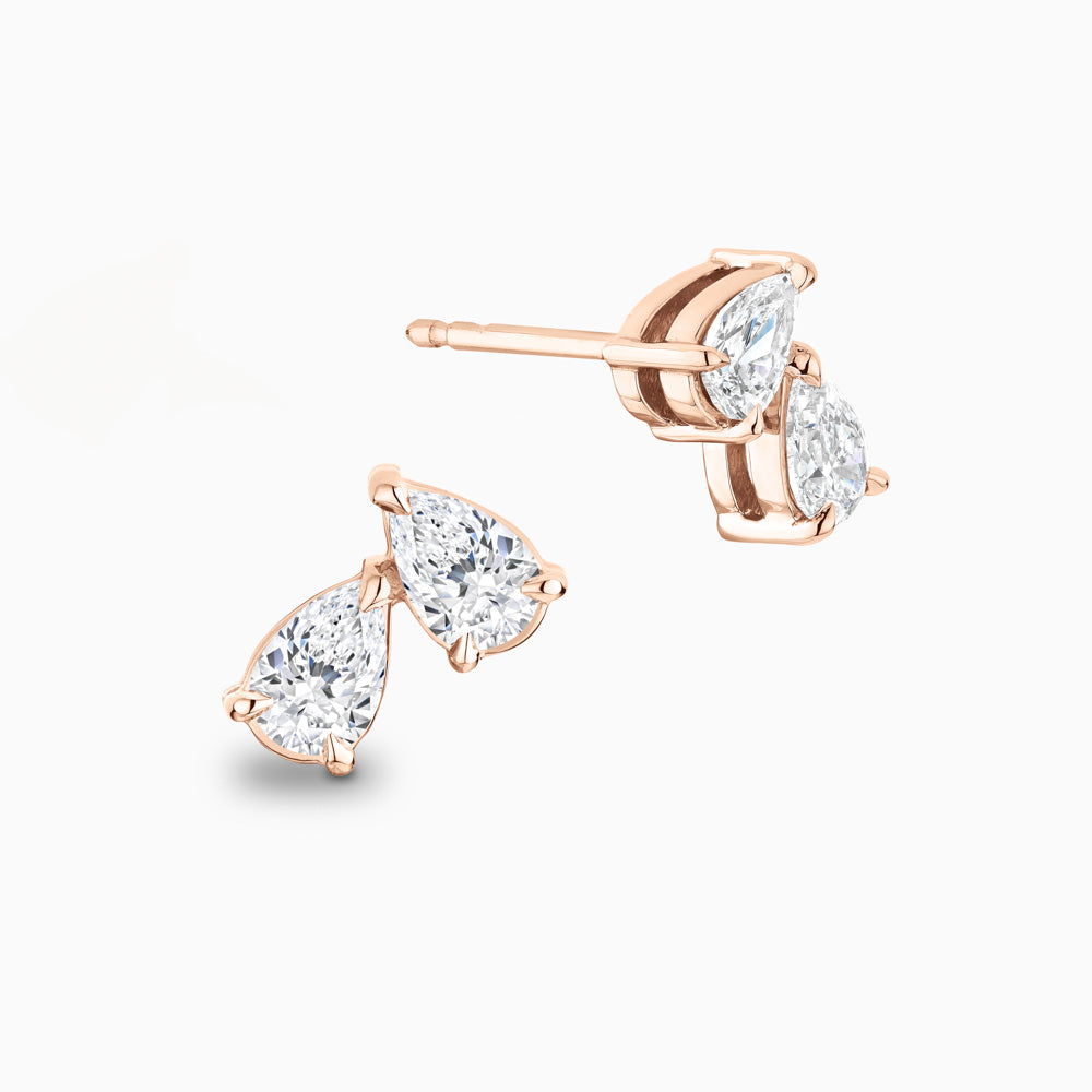 The Ecksand Two-Stone Pear-Cut Diamond Stud Earrings shown with Lab-grown 0.50ctw VS2+/ F+ in 18k Rose Gold
