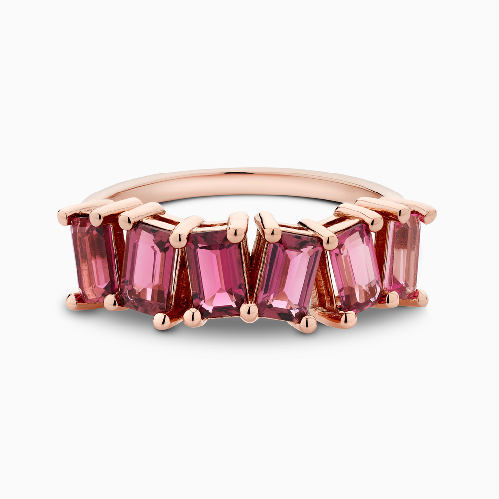 The Ecksand Tourmaline Semi-Eternity Ring shown with  in 14k Rose Gold