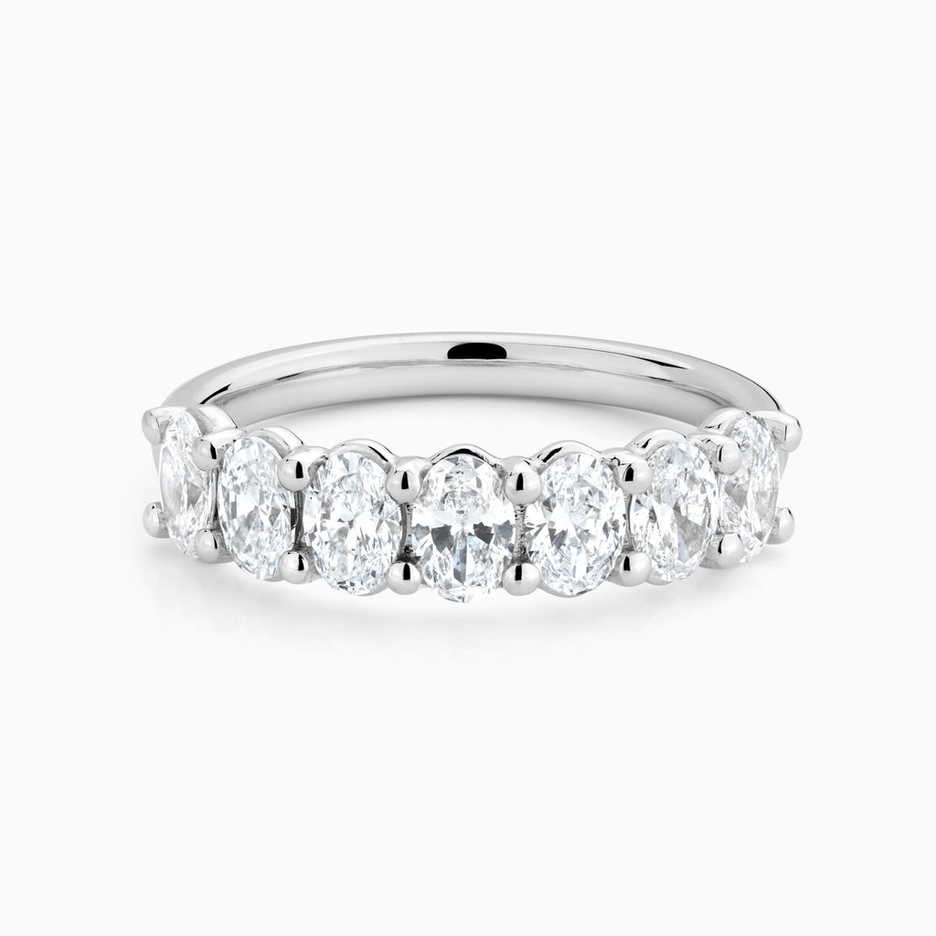 The Ecksand Seven-Stone Oval-Cut Diamond Ring shown with Natural VS2+/ F+ in 14k White Gold