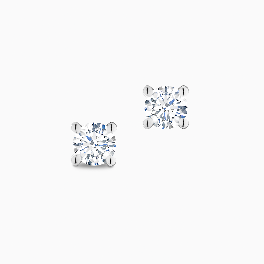 The Ecksand Four-Prong Diamond Stud Earrings shown with Natural 0.30ctw VS2+/F+ in 18k White Gold