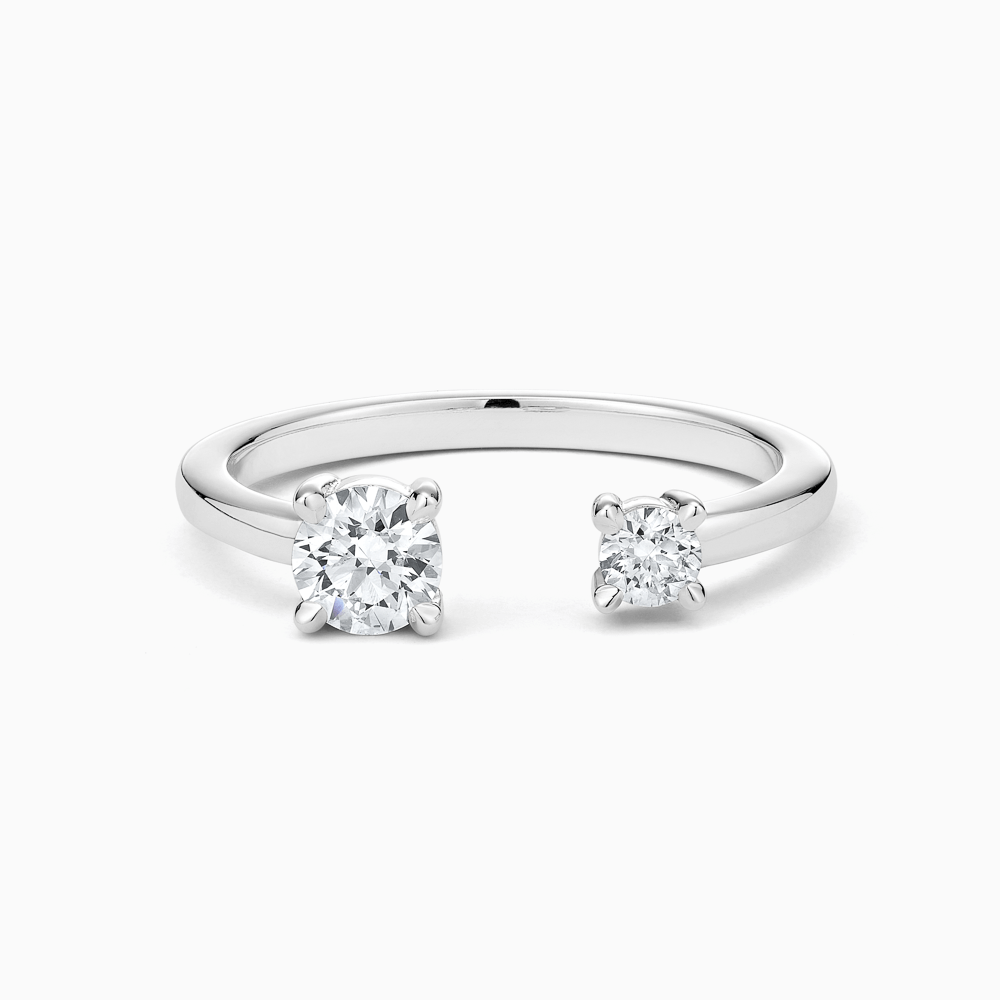The Ecksand Wrap Around Two-Stone Round-Cut Diamond Ring shown with Lab-grown VS2+/ F+ in 18k White Gold