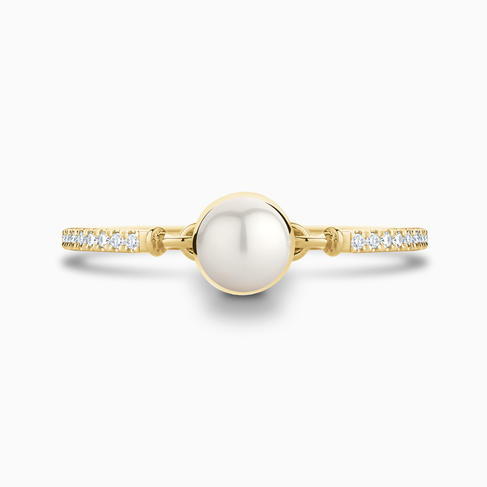 The Ecksand Freshwater Pearl Ring With Diamond Pavé shown with  in 14k Yellow Gold