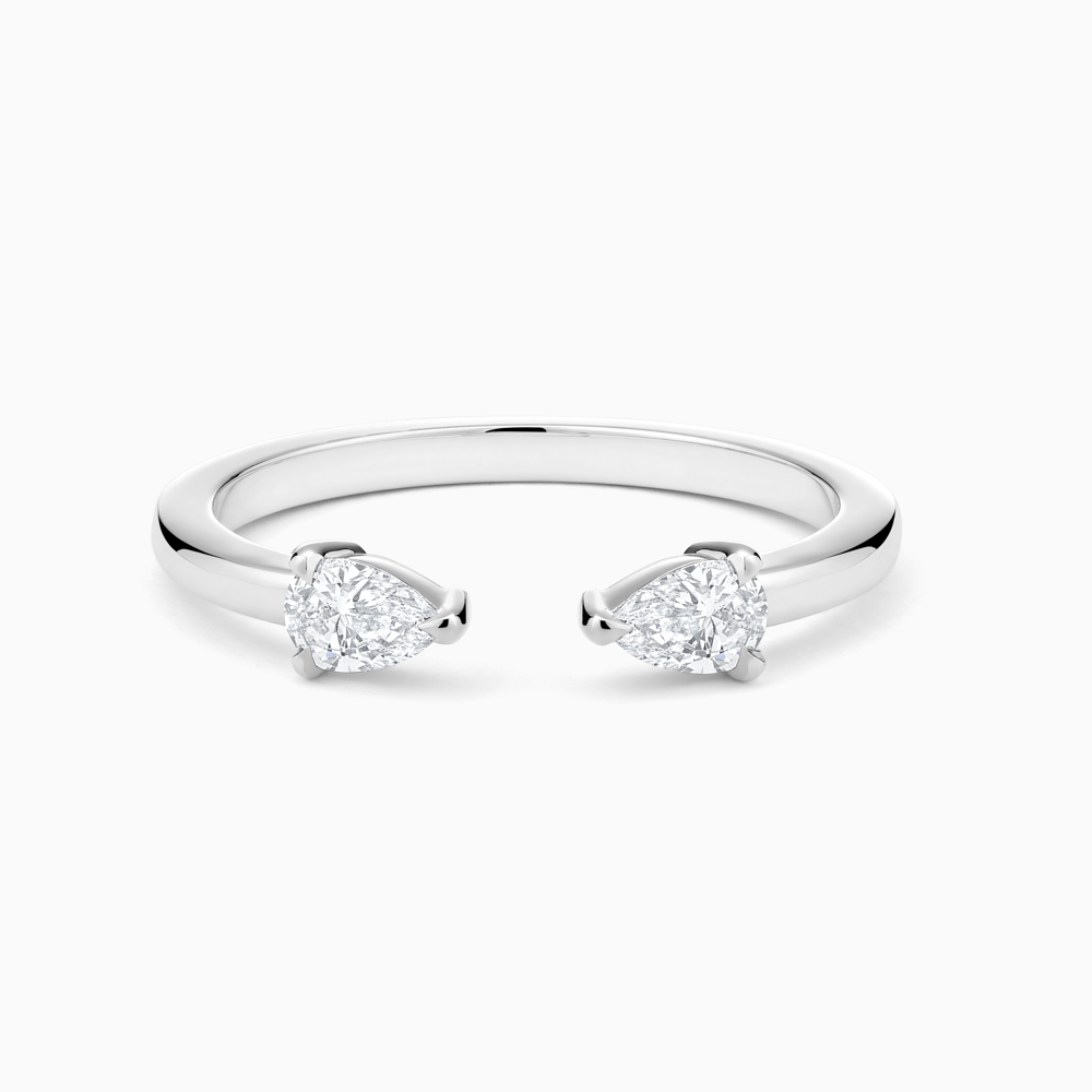 The Ecksand Wrap Around Two-Stone Pear-Cut Diamond Ring shown with Lab-grown VS2+/ F+ in 18k White Gold