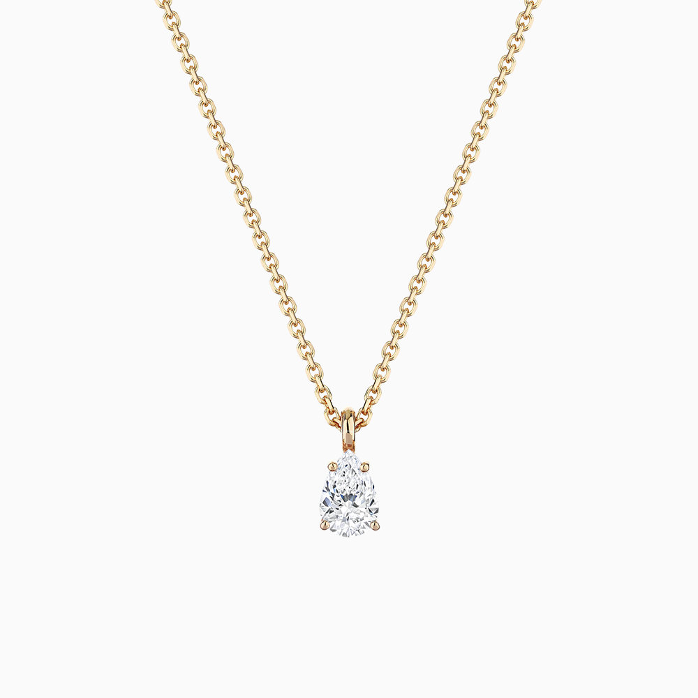 The Ecksand Pear-Cut Diamond Pendant Necklace shown with Lab-grown 0.25 ct, VS2+/ F+ in 14k Yellow Gold