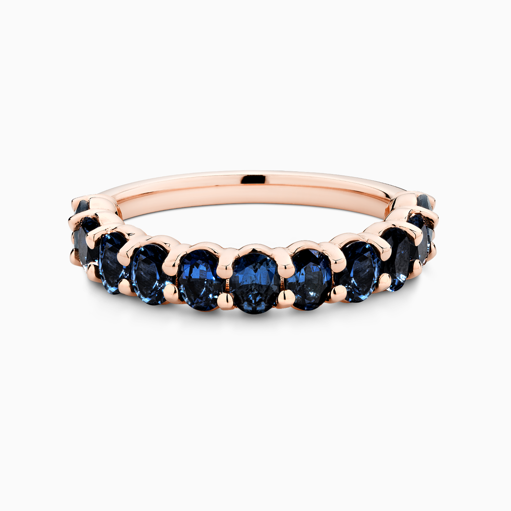The Ecksand Oval Blue Sapphire Semi-Eternity Wedding Ring shown with in 18k Rose Gold