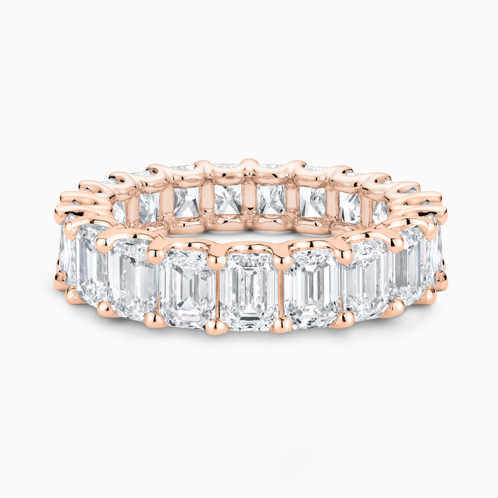 The Ecksand Emerald-Cut Diamond Full-Eternity Ring shown with Natural VS2+/ F+ in 14k Rose Gold