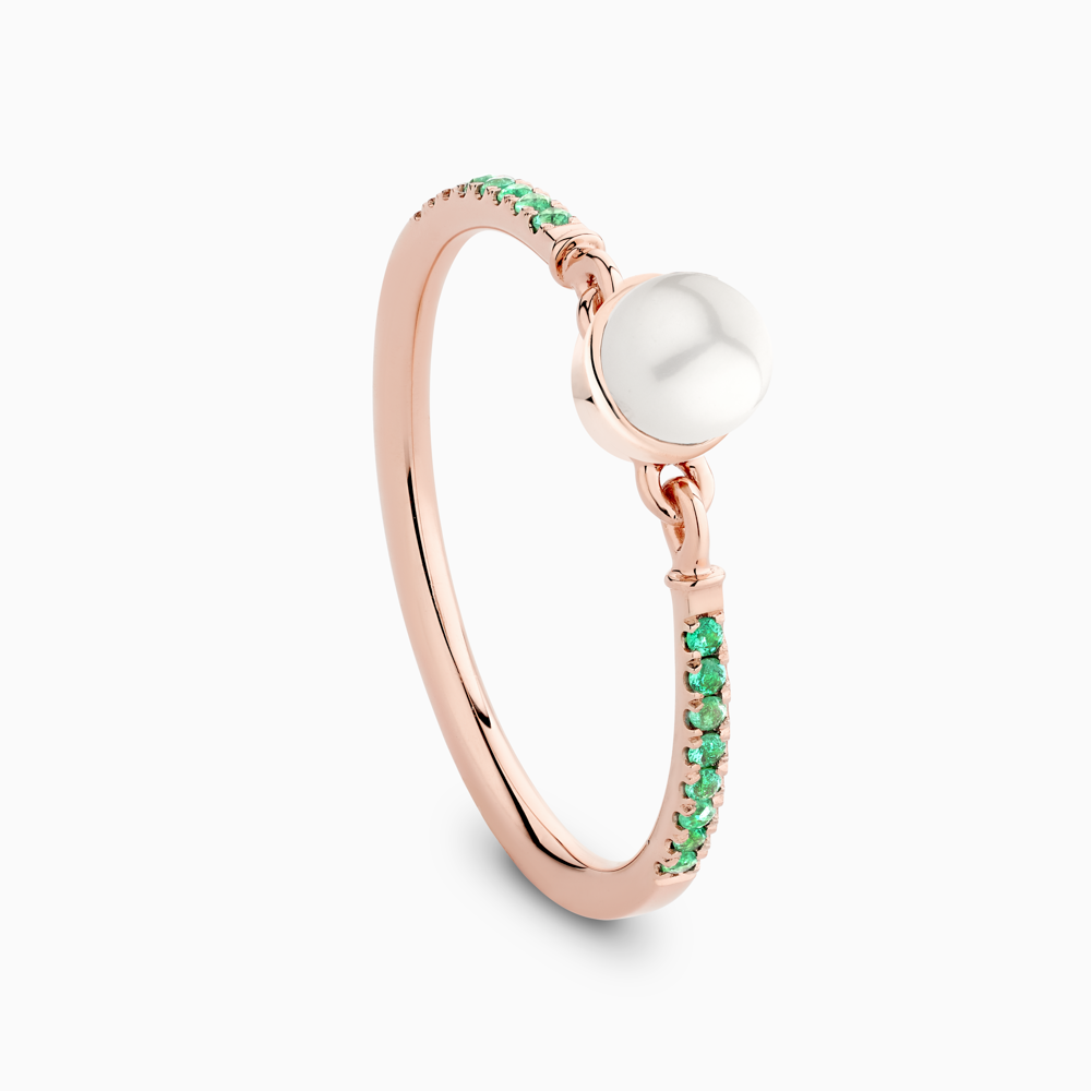 The Ecksand Freshwater Pearl Ring With Emerald Pavé shown with  in 