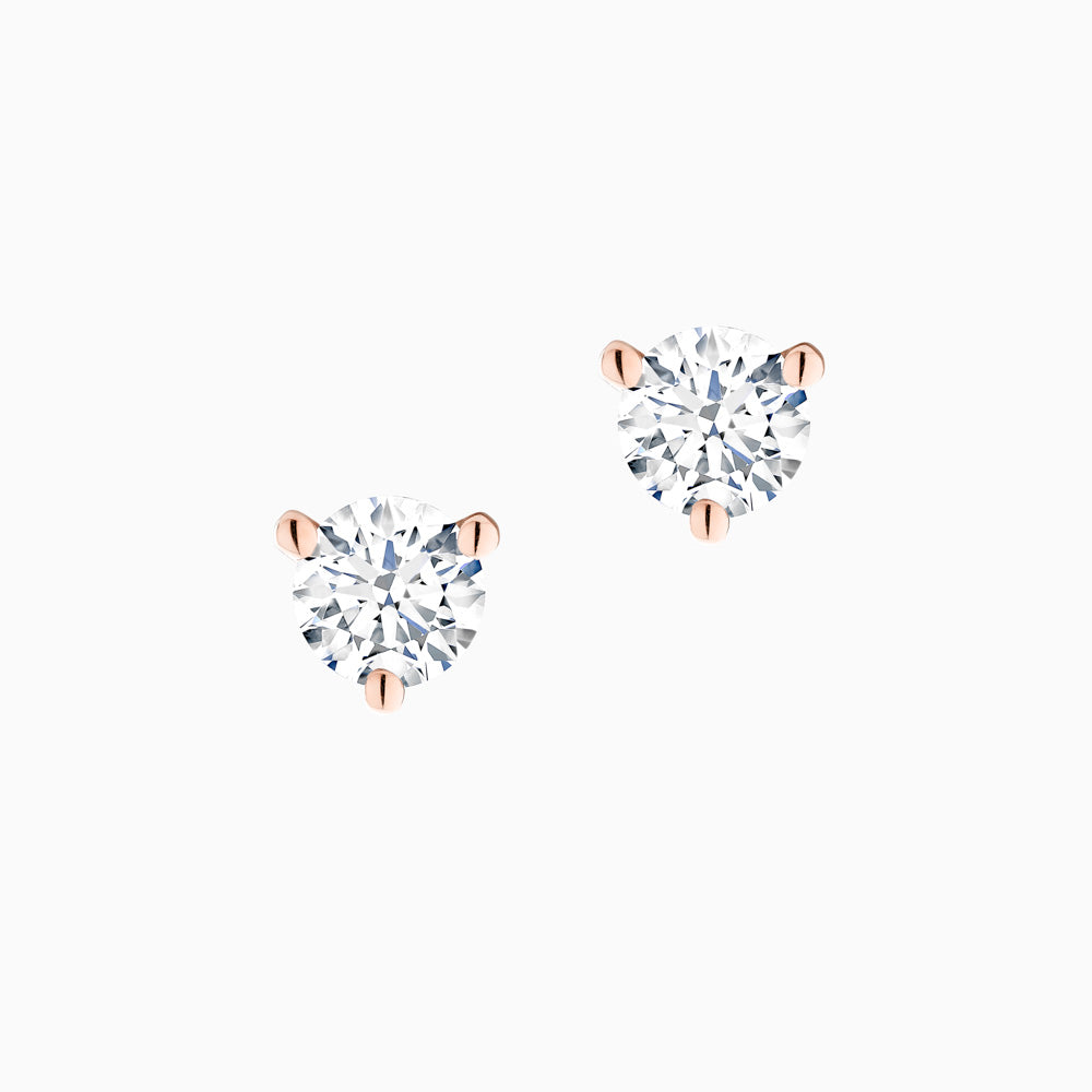 The Ecksand Three-Prong Diamond Stud Earrings shown with Lab-grown 0.40ctw VS2+/F+ in 18k Rose Gold