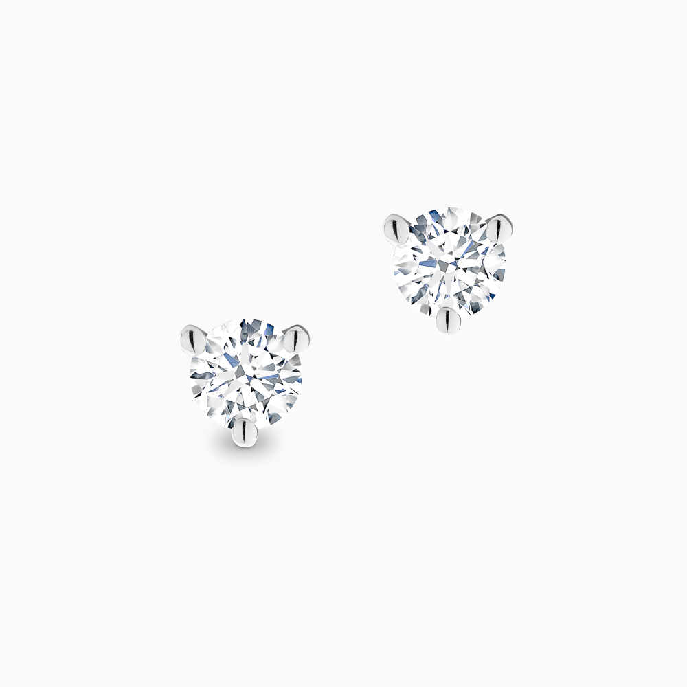 The Ecksand Three-Prong Diamond Stud Earrings shown with Natural 0.30ctw VS2+/F+ in 18k White Gold