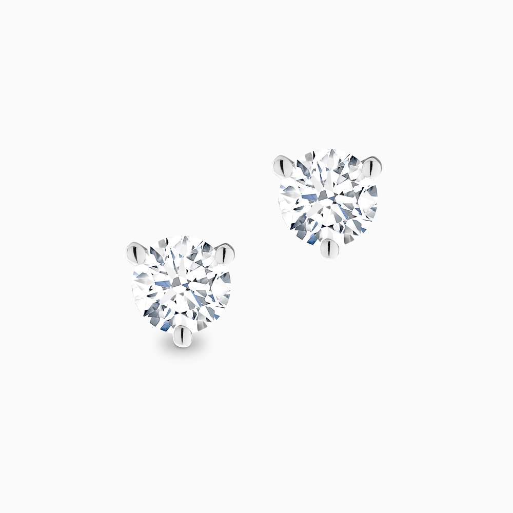 The Ecksand Three-Prong Diamond Stud Earrings shown with Natural 0.50ctw VS2+/F+ in 18k White Gold