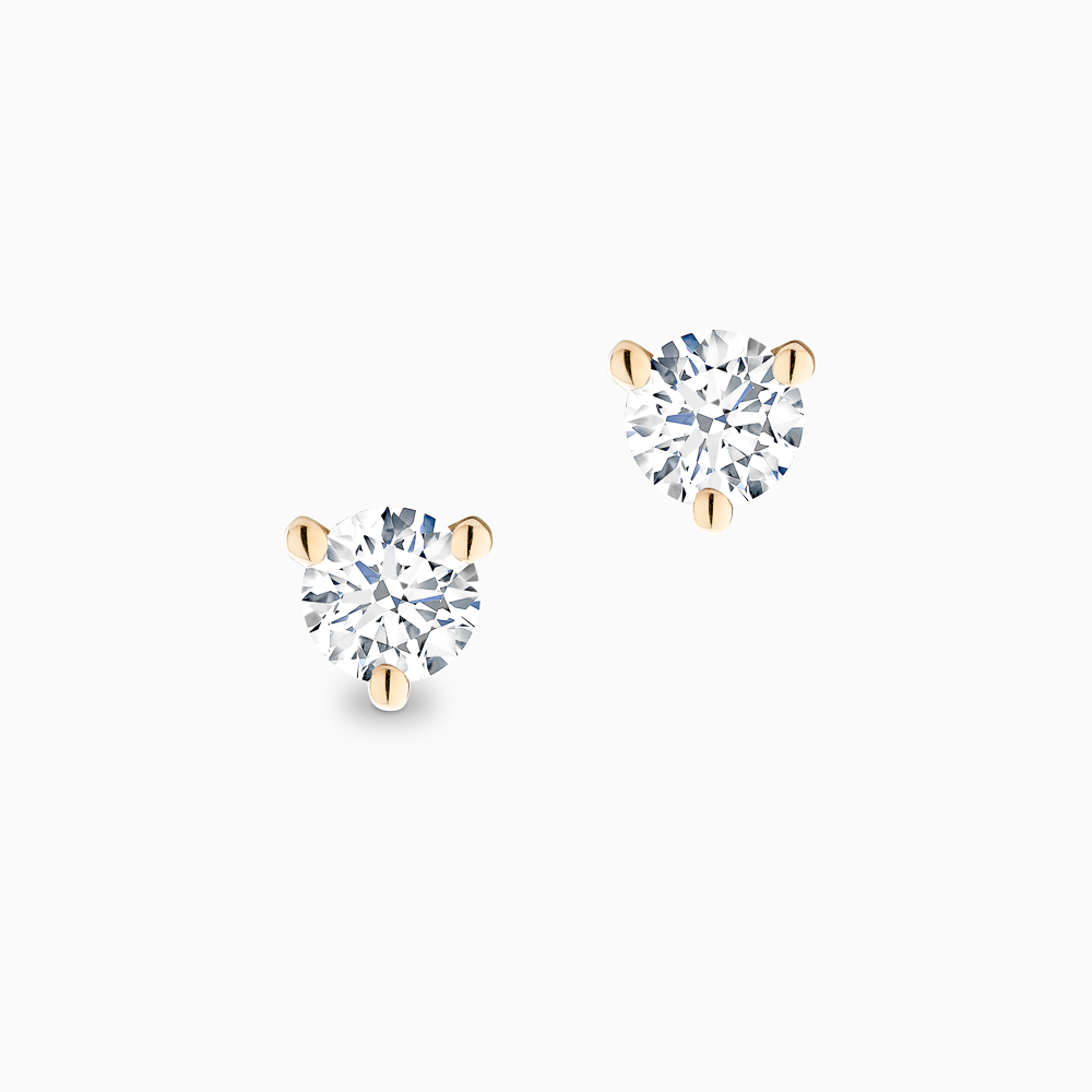 The Ecksand Three-Prong Diamond Stud Earrings shown with Natural 0.30ctw VS2+/F+ in 18k Yellow Gold