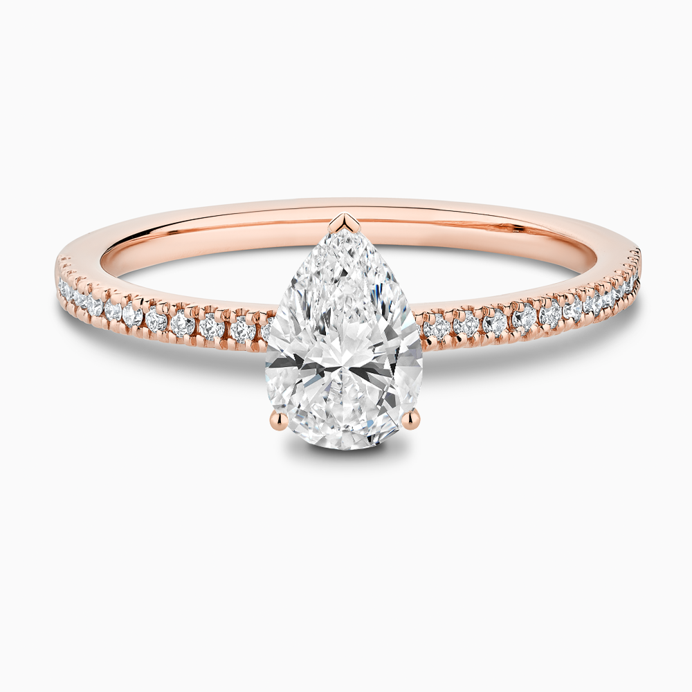 The Ecksand Diamond Eternity Engagement Ring shown with Pear in 14k Rose Gold