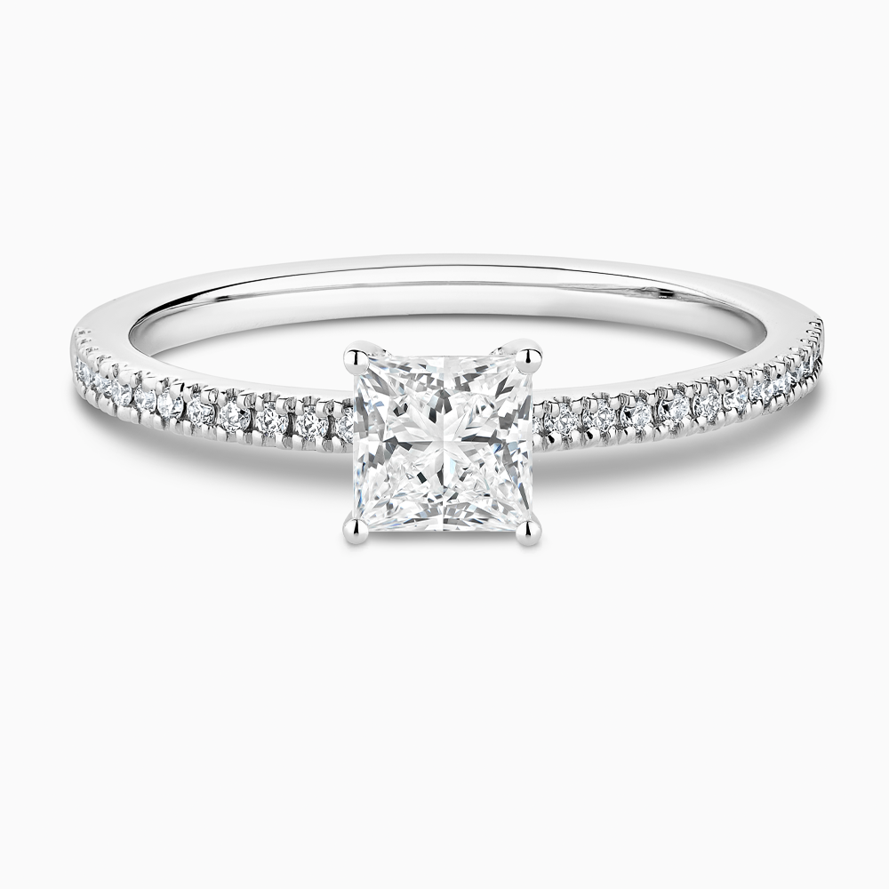 The Ecksand Diamond Eternity Engagement Ring shown with Princess in 18k White Gold