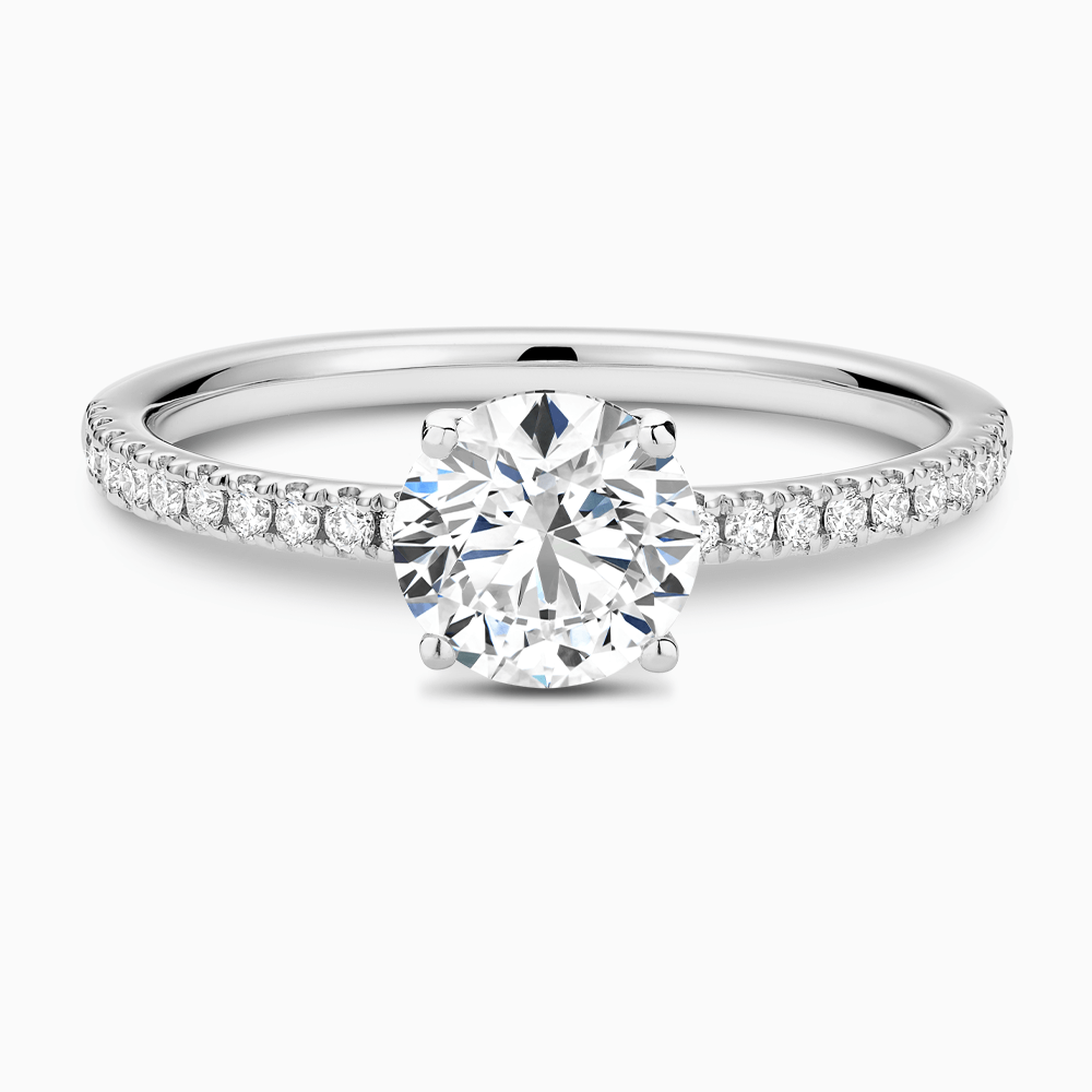 The Ecksand Basket-Setting Diamond Engagement Ring with Diamond Bridge shown with Round in 18k White Gold
