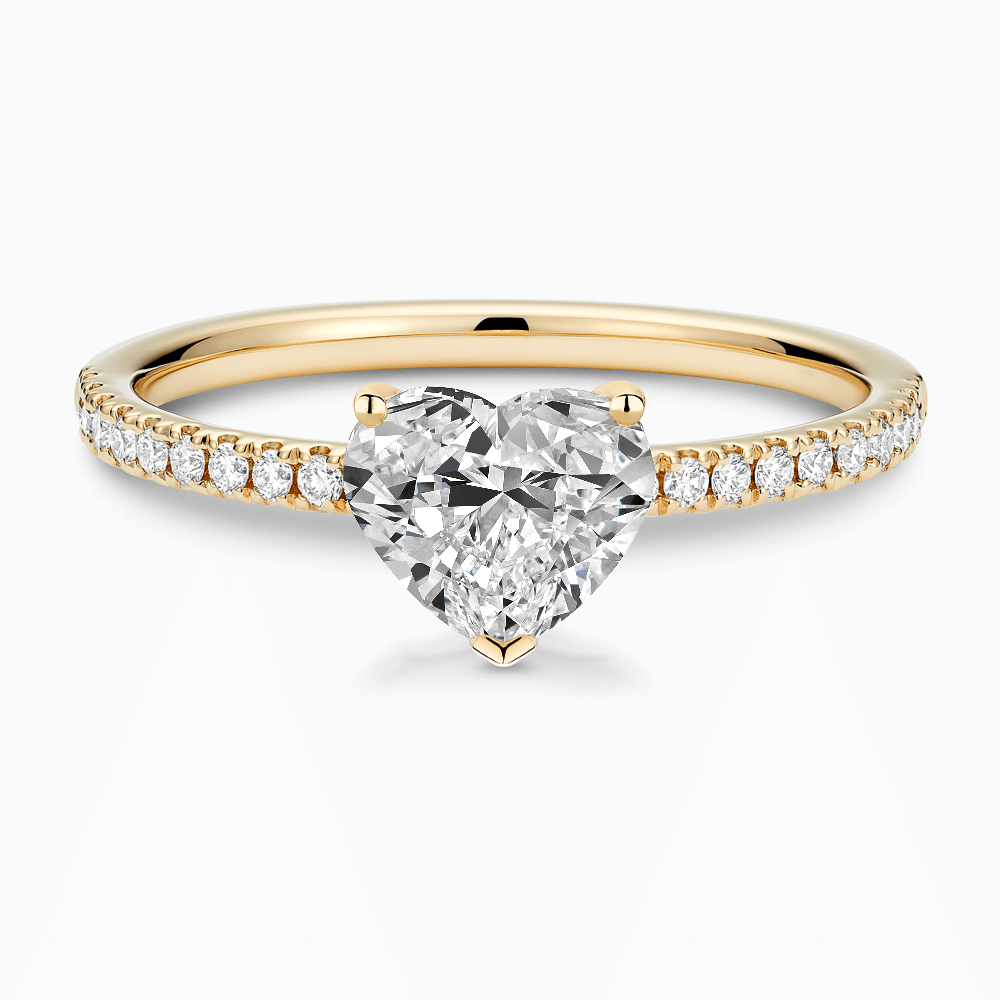The Ecksand Basket-Setting Diamond Engagement Ring with Diamond Bridge shown with Heart in 18k Yellow Gold