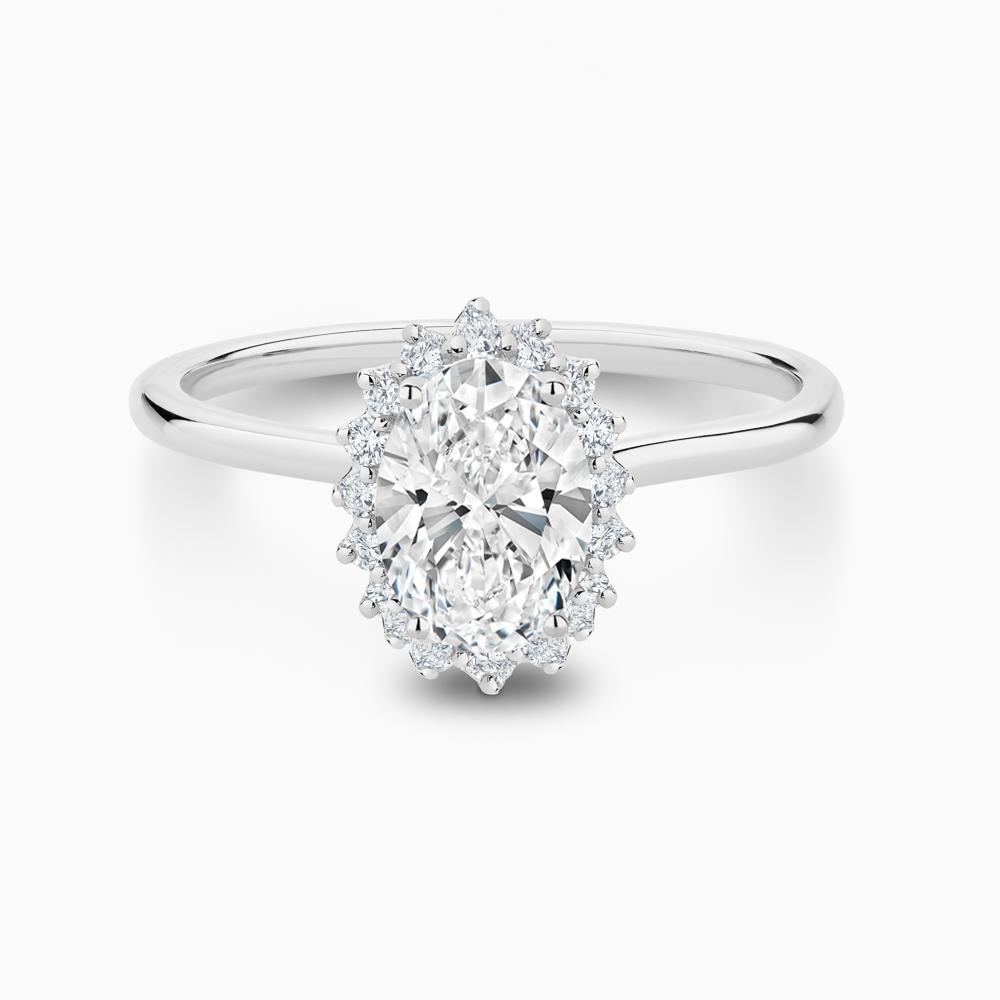 The Ecksand Blooming Diamond Halo Engagement Ring shown with Oval in 18k White Gold
