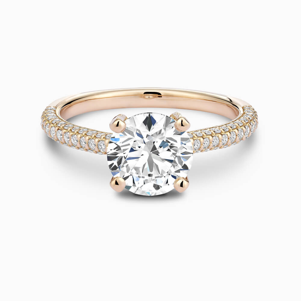 The Ecksand Diamond Engagement Ring with Diamond Pavé Basket shown with Round in 18k Yellow Gold