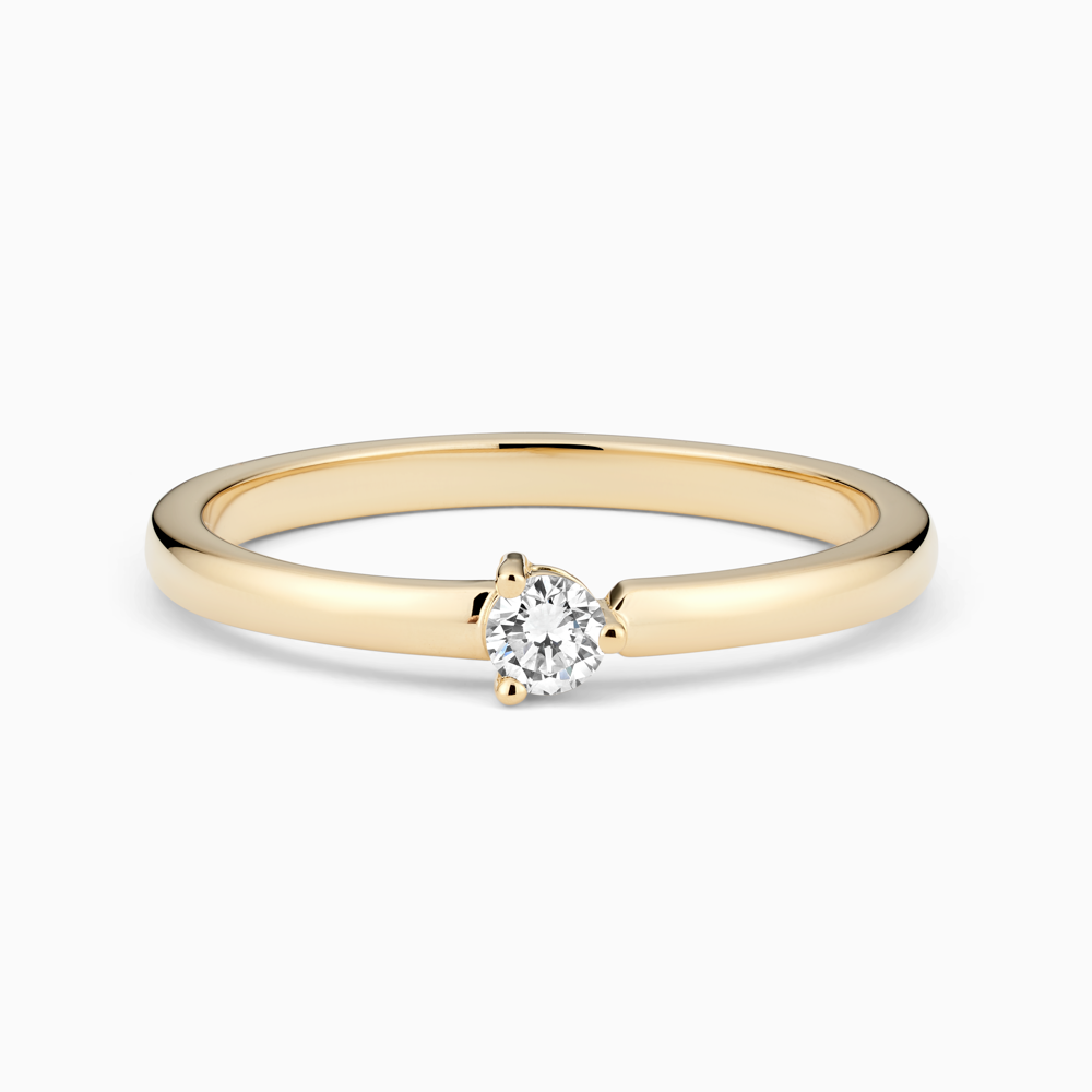 The Ecksand Three-Prong Diamond Ring shown with Lab-grown 0.10 ct, VS2+/ F+ in 14k Yellow Gold