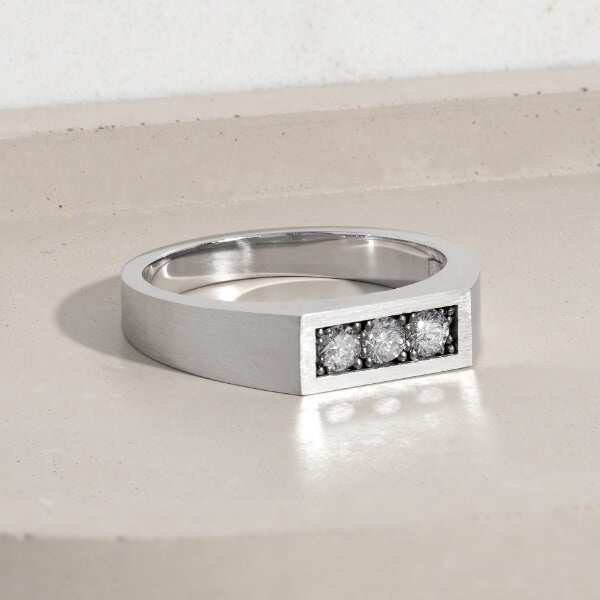 Ecksand Custom Diamond Signet Ring with Black Rhodium