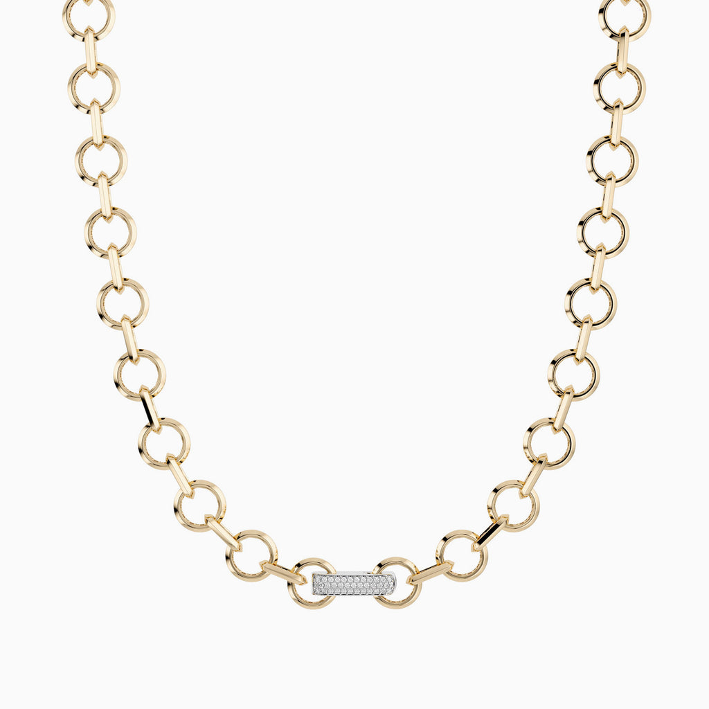 The Ecksand Thick Chain Diamond Pavé Necklace shown with Natural VS2+/ F+ in 14k Yellow Gold