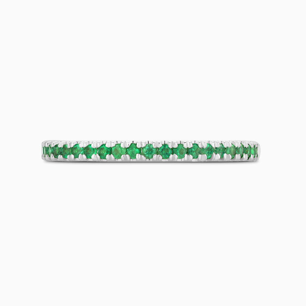 The Ecksand Timeless Emerald Pavé Wedding Ring shown with Stones: 1.3 mm (0.15+ ctw) | Band: 1.8 mm in 18k White Gold