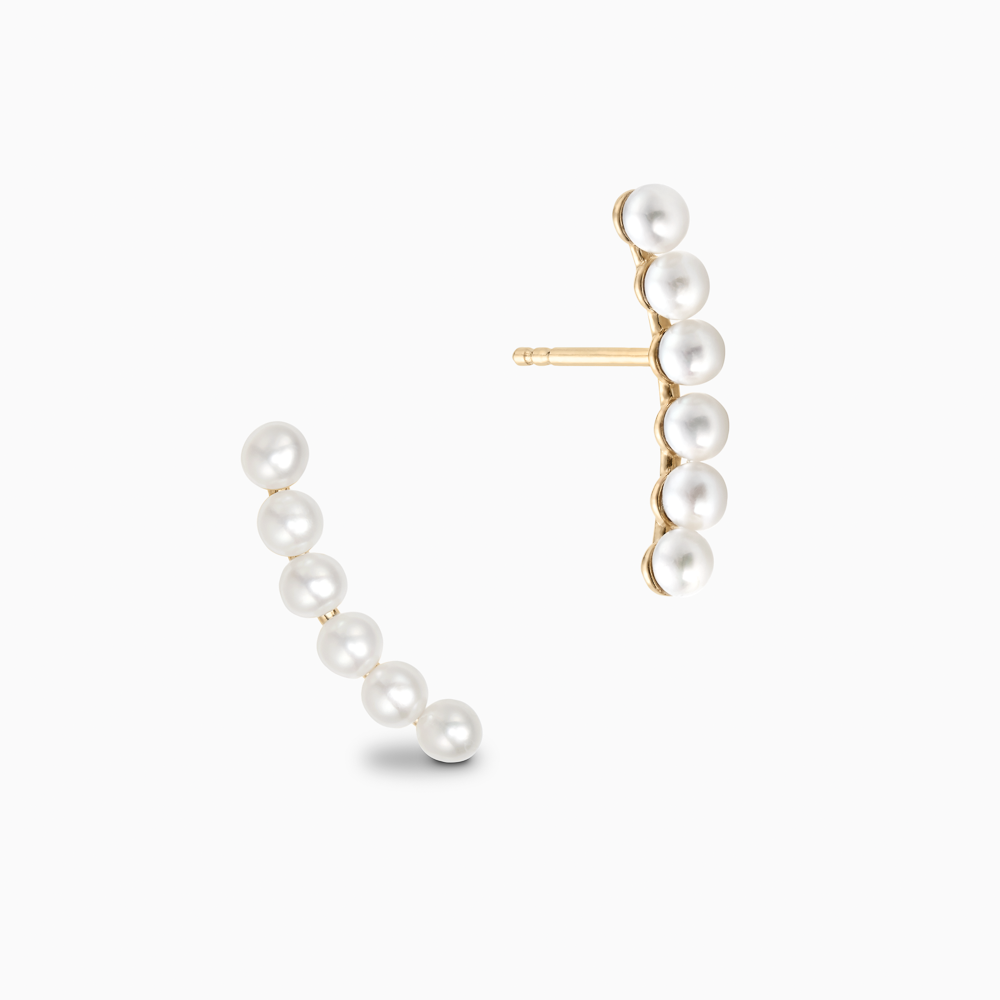The Ecksand Freshwater Pearl Long Stud Earrings shown with  in 14k Yellow Gold