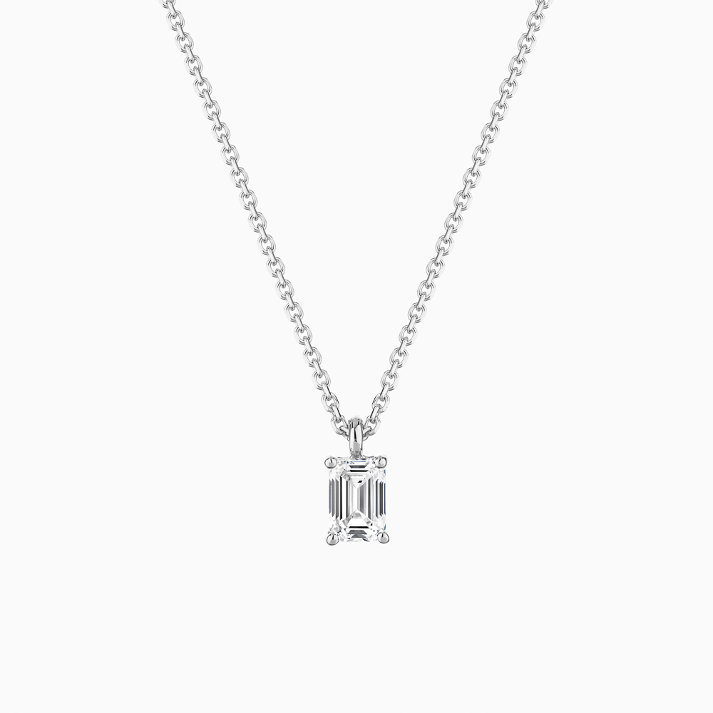 The Ecksand Emerald-Cut Diamond Pendant Necklace shown with Natural 0.30ct VS2+/ F+ in 18k White Gold