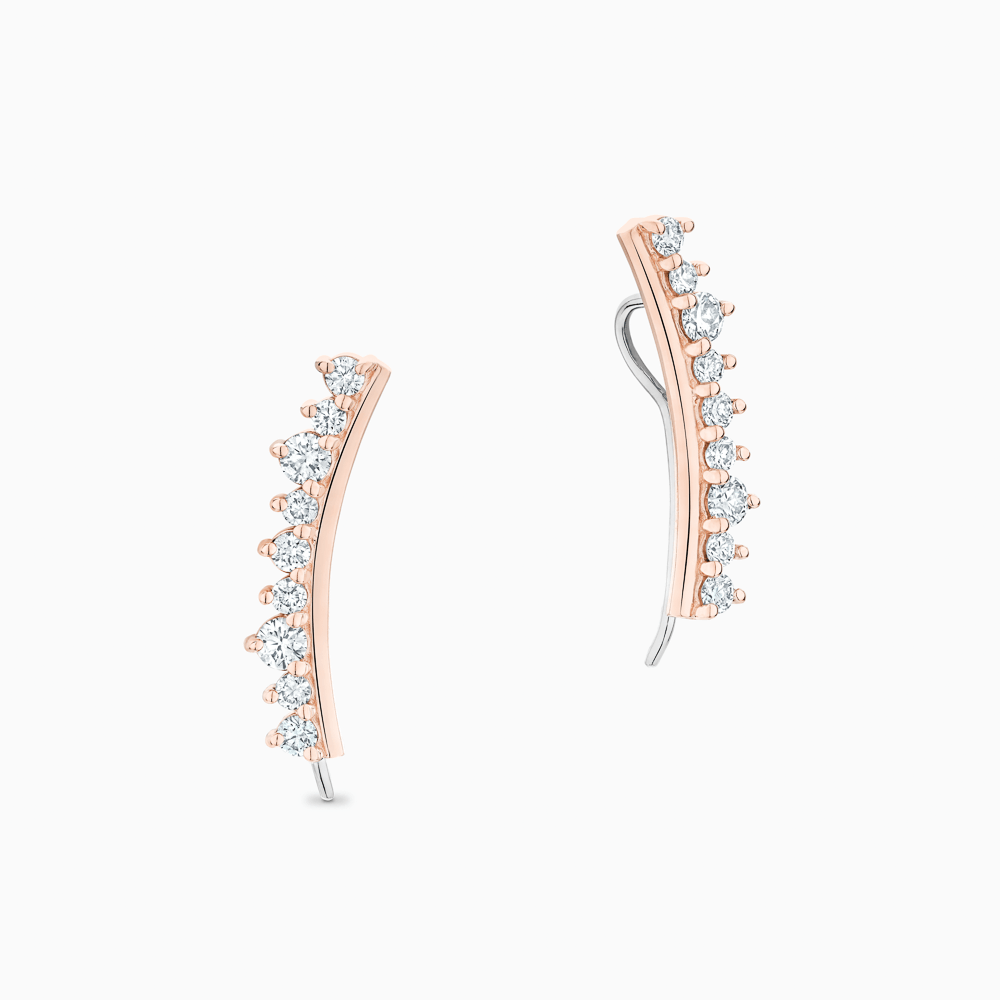 The Ecksand Graphic Diamond Crawler Earrings shown with Natural VS2+/ F+ in 14k Rose Gold