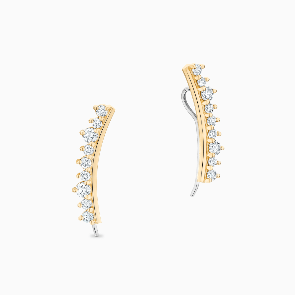 The Ecksand Graphic Diamond Crawler Earrings shown with Natural VS2+/ F+ in 14k Yellow Gold