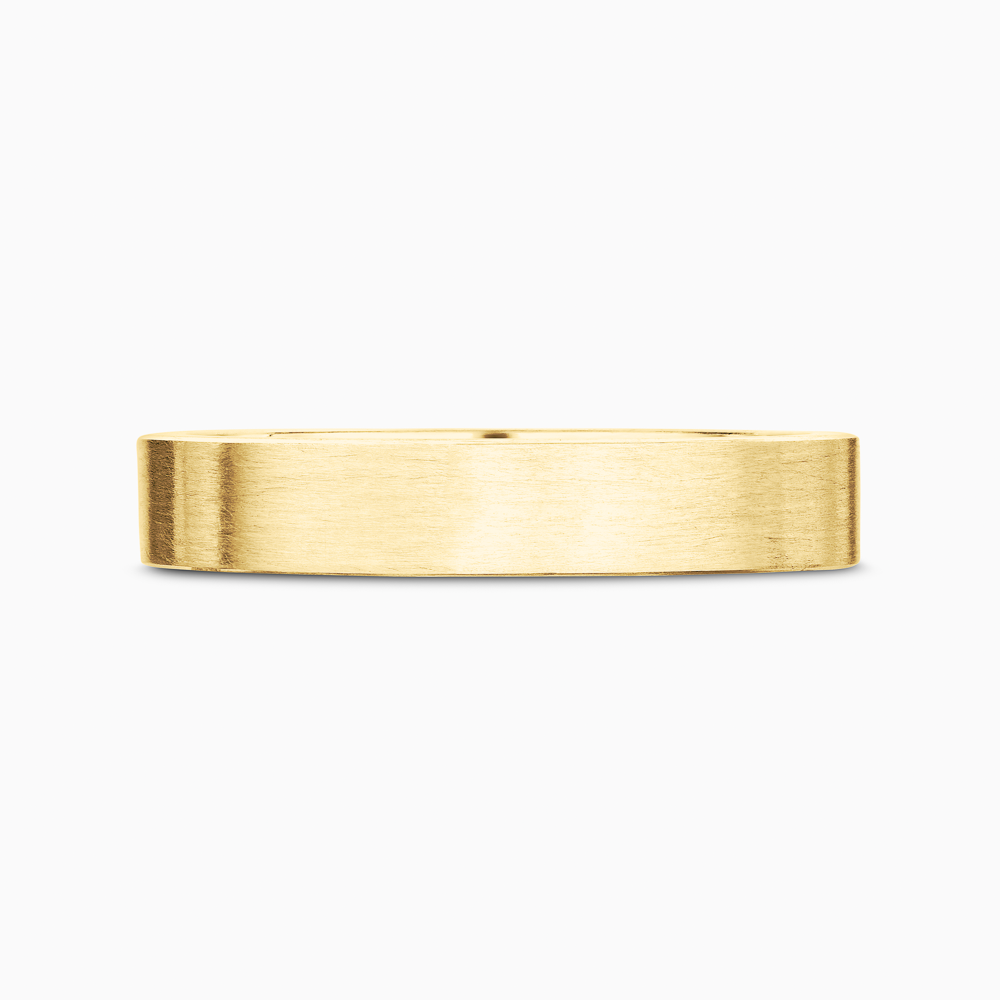 The Ecksand Flat Brushed Wedding Ring shown with Band: 3mm in 18k Yellow Gold