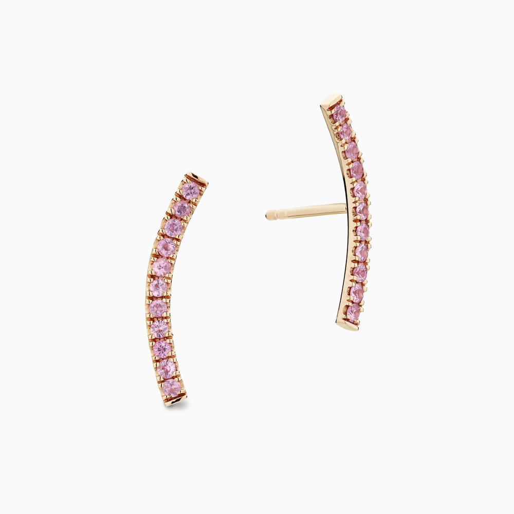 The Ecksand Pink Sapphire Long Stud Earrings shown with  in 14k Yellow Gold