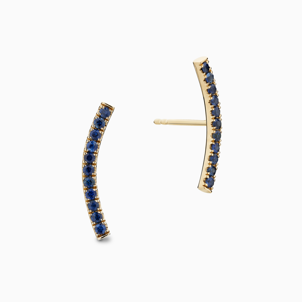 The Ecksand Blue Sapphire Long Stud Earrings shown with  in 14k Yellow Gold
