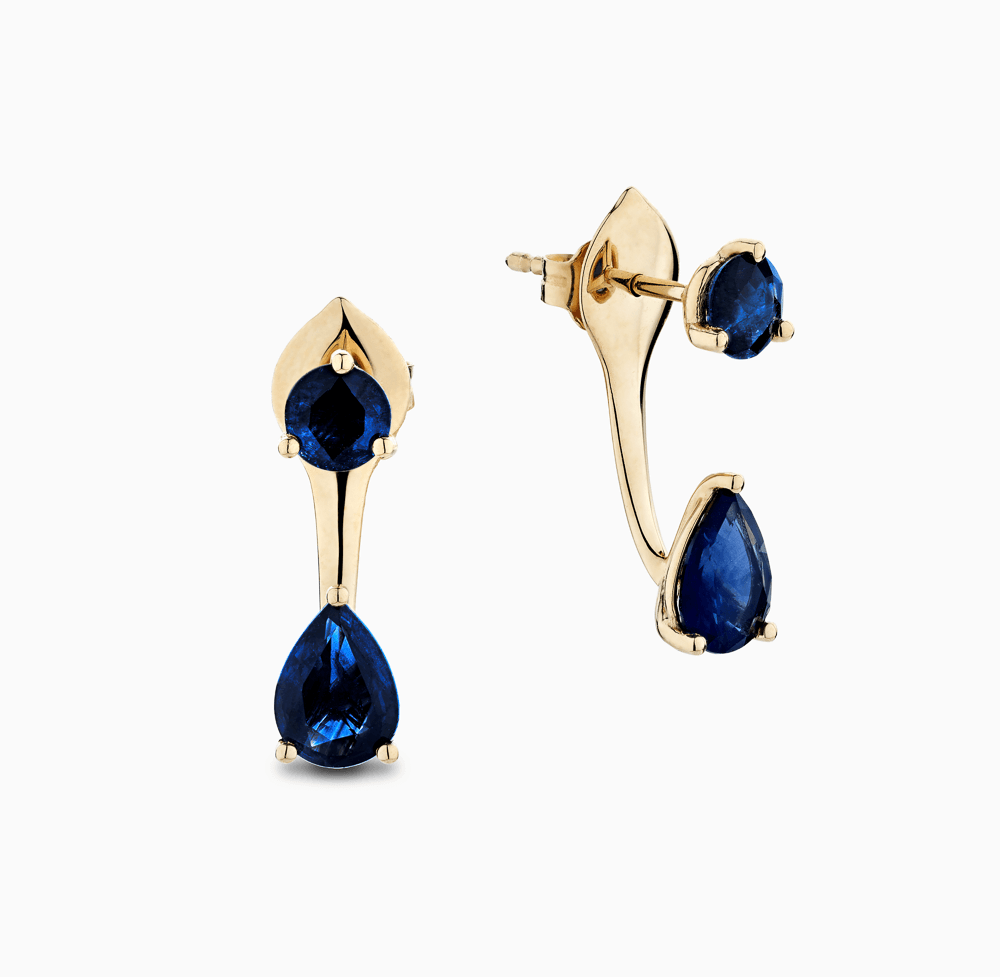 The Ecksand Blue Sapphire Jacket Earrings shown with  in 14k Yellow Gold