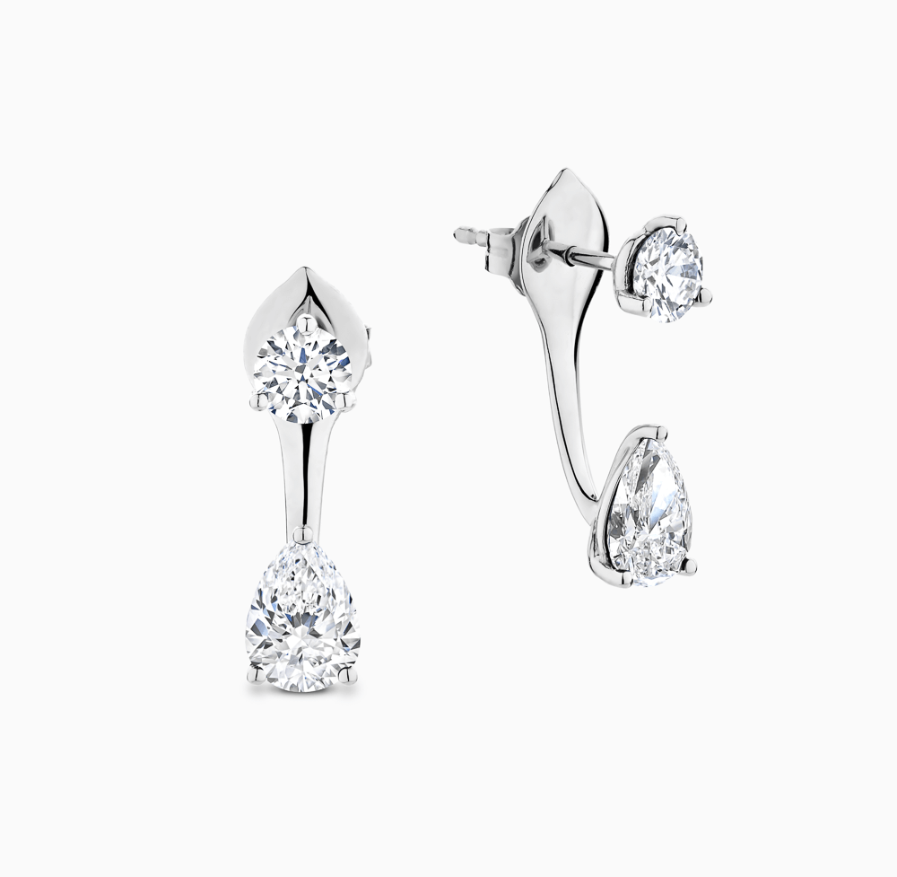 The Ecksand Diamond Jacket Earrings shown with Lab-grown 0.60 ctw, VS2+/ F+ in 18k White Gold