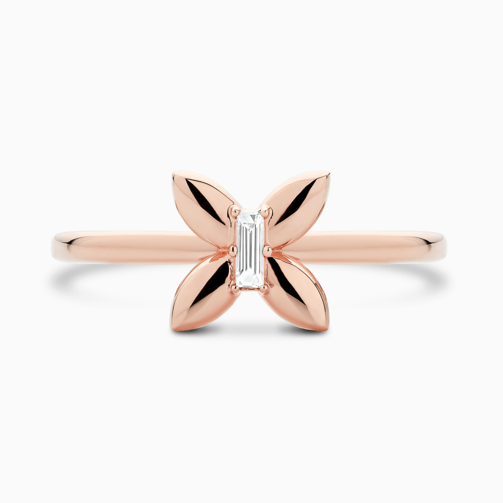 The Ecksand Butterfly Diamond Ring shown with Lab-grown VS2+/ F+ in 14k Rose Gold