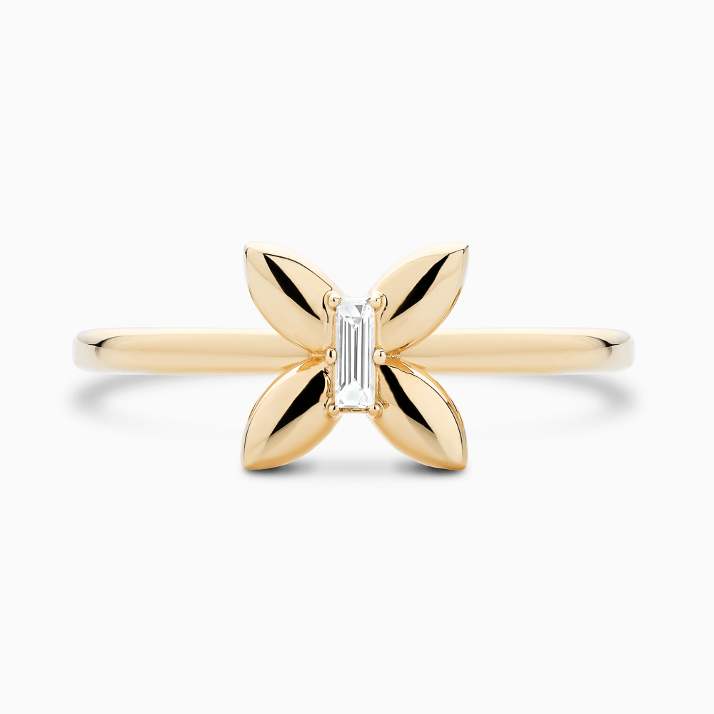 The Ecksand Butterfly Diamond Ring shown with Lab-grown VS2+/ F+ in 14k Yellow Gold