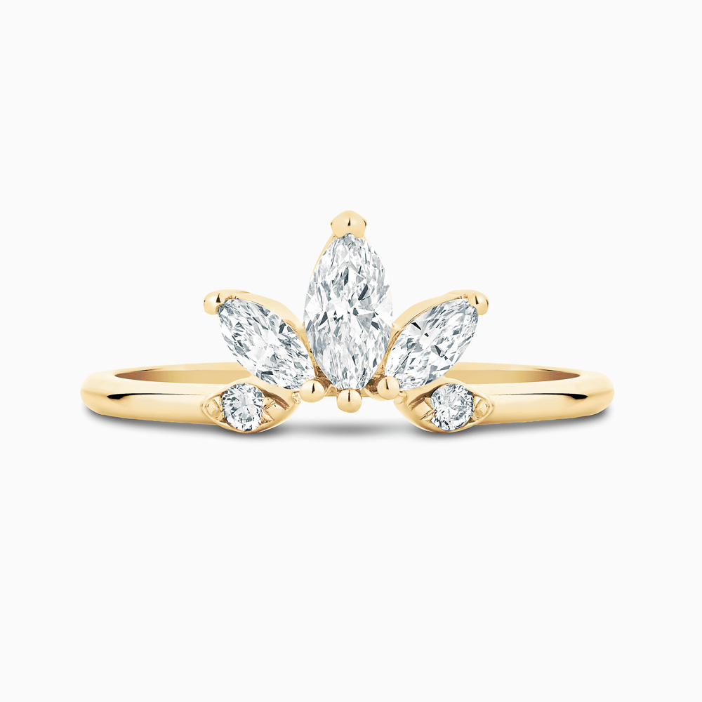 The Ecksand Curved Diamond Ring shown with Natural VS2+/ F+ in 18k Yellow Gold
