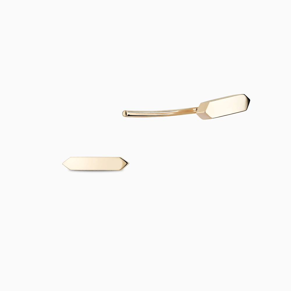 The Ecksand Pointed Duel Bar Stud Earrings shown with  in 14k Yellow Gold