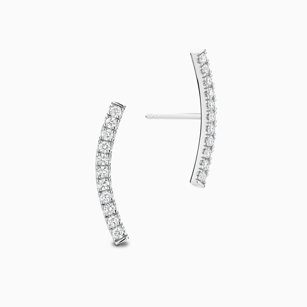 The Ecksand Diamond Pavé Long Stud Earrings shown with Natural VS2+/ F+ in 18k White Gold