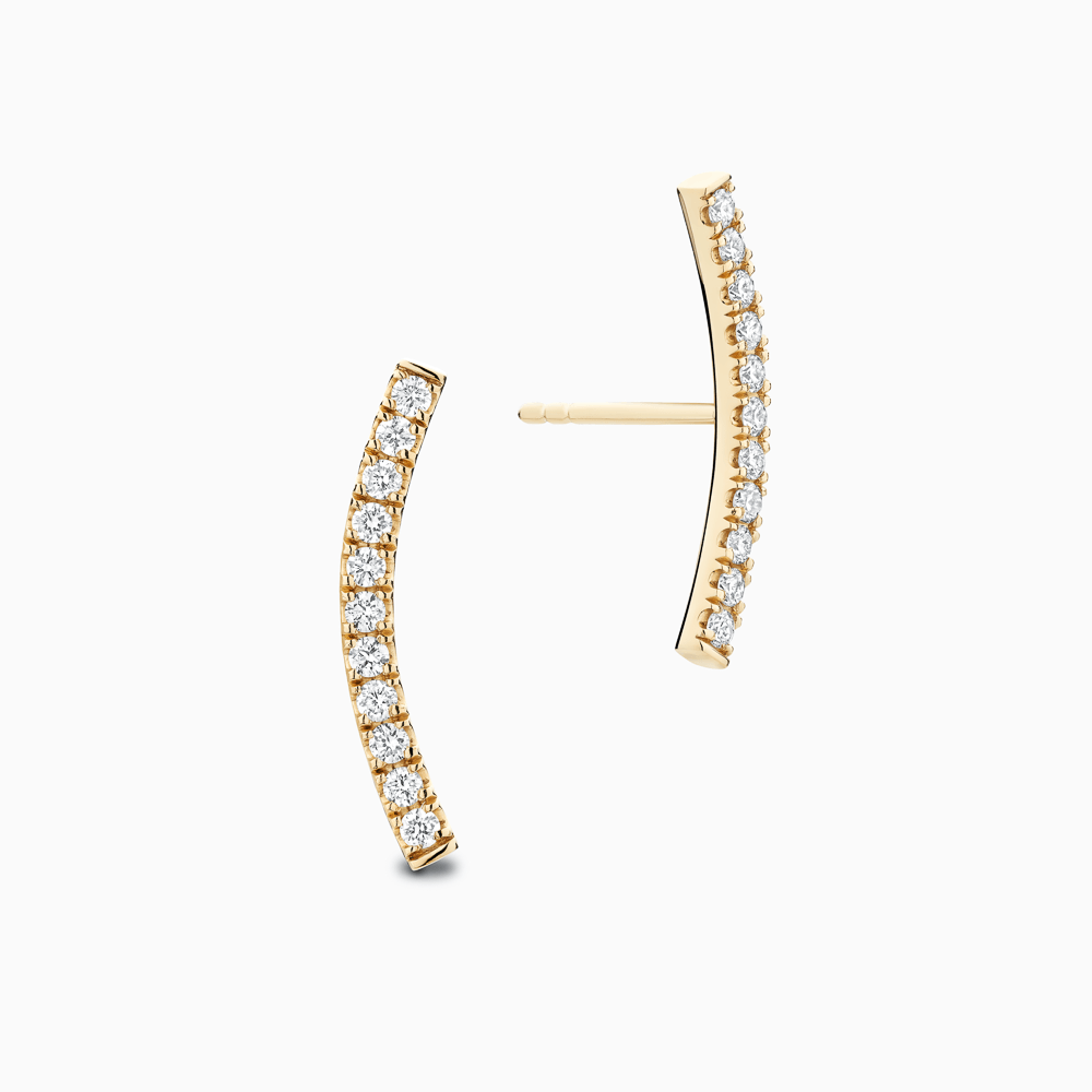 The Ecksand Diamond Pavé Long Stud Earrings shown with Natural VS2+/ F+ in 14k Yellow Gold
