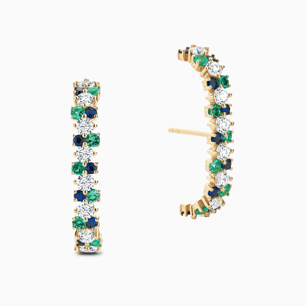The Ecksand Cluster Gemstone Earlobe Cuff Earrings shown with Natural VS2+/ F+ in 18k Yellow Gold
