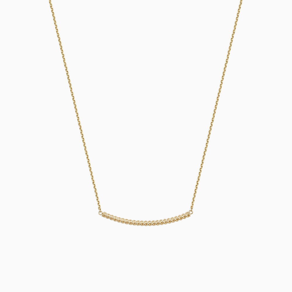 The Ecksand Twisted Gold Bar Necklace shown with  in 18k Yellow Gold