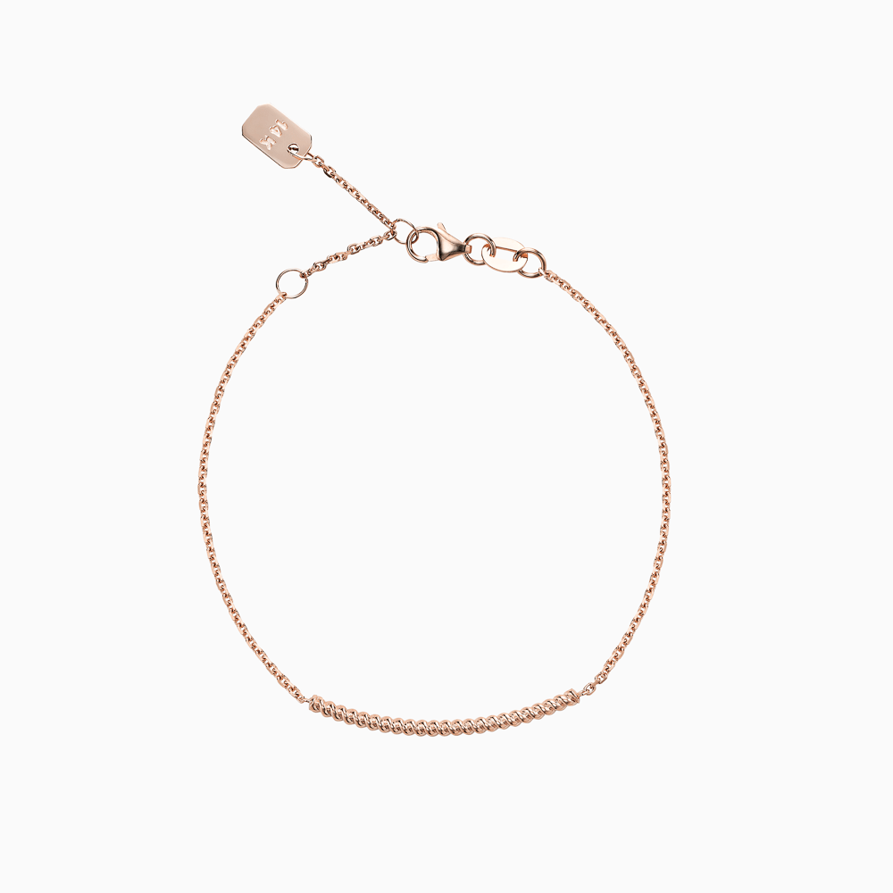 The Ecksand Twisted Gold Bar Bracelet shown with  in 14k Rose Gold