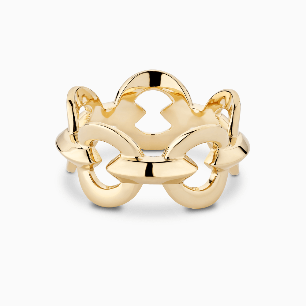 The Ecksand Duel Gold Chain Ring shown with  in 18k Yellow Gold