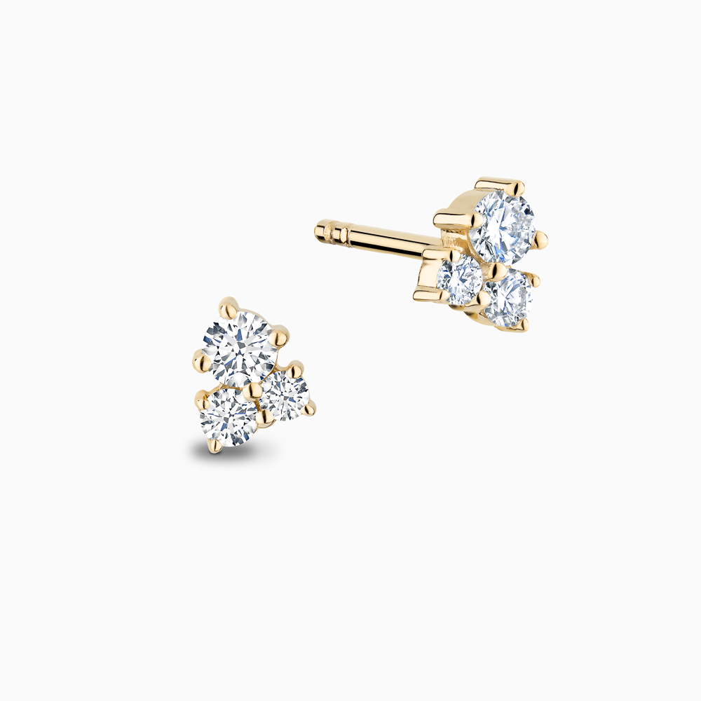 The Ecksand Cluster Diamond Stud Earrings shown with Natural VS2+/ F+ in 14k Yellow Gold