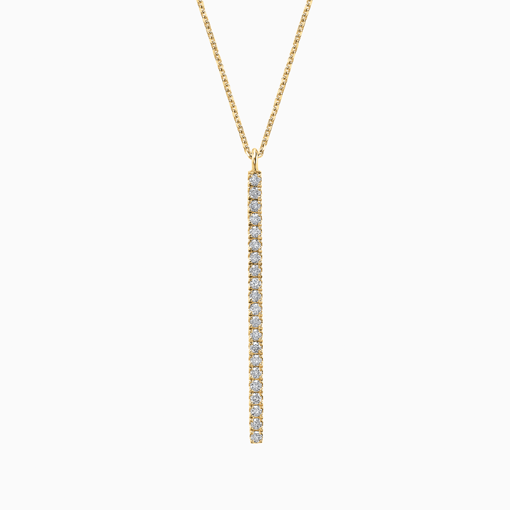 The Ecksand Diamond Bar Lariat Necklace shown with Natural VS2+/ F+ in 14k Yellow Gold